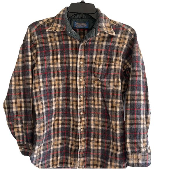 Pendleton Plaid Wool Shirt Mens Small 100% Virgin Wool Vintage - Picture 1 of 3